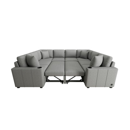 Divano componibile modulare a forma di U da 108 pollici con divano letto estraibile, porte USB e doppio portabicchieri per soggiorno