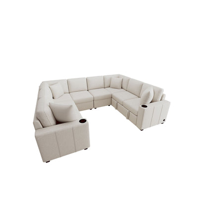 Divano componibile modulare a forma di U da 108 pollici con divano letto estraibile, porte USB e doppio portabicchieri per soggiorno
