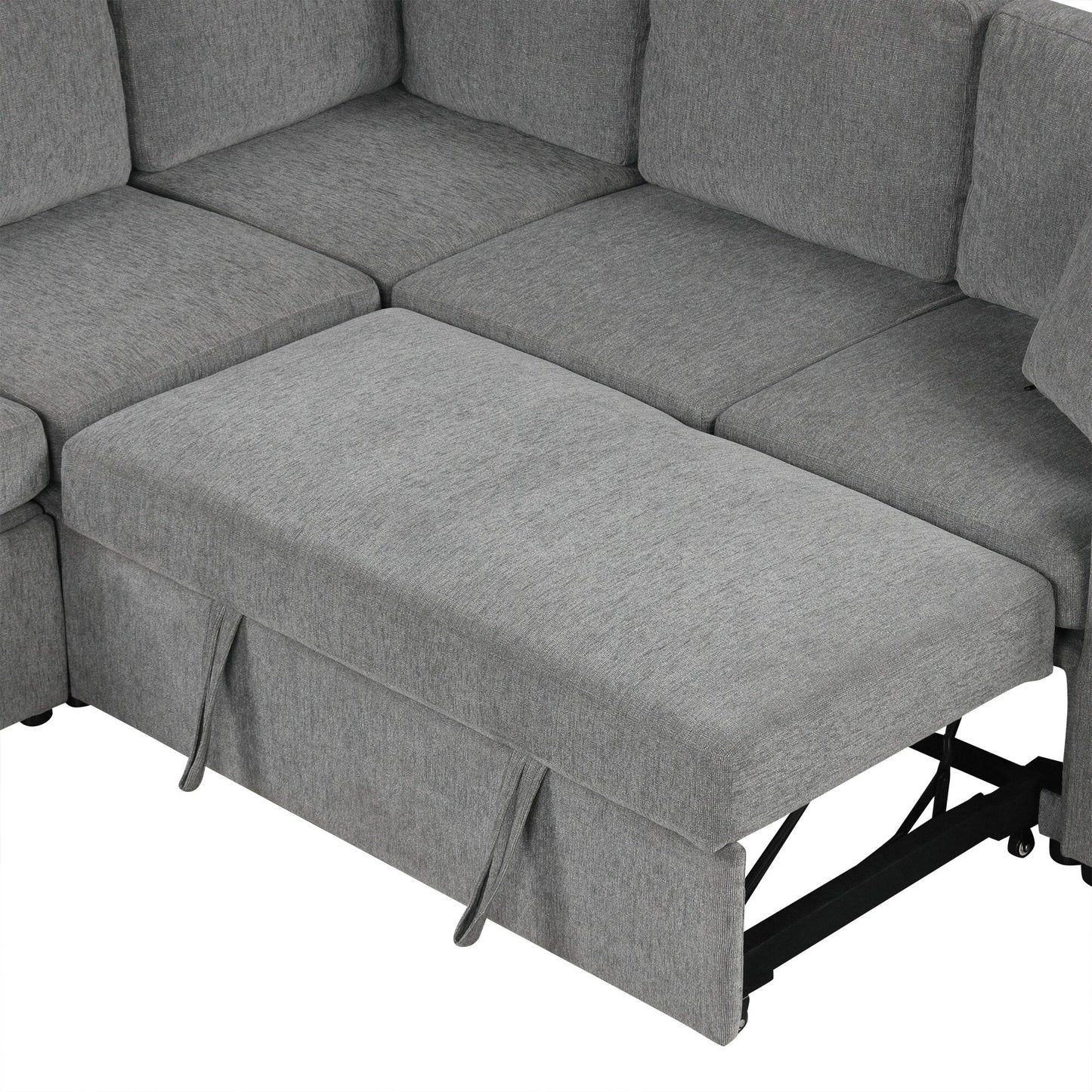 Divano componibile modulare a forma di U da 108 pollici con divano letto estraibile, porte USB e doppio portabicchieri per soggiorno
