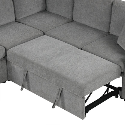 Divano componibile modulare a forma di U da 108 pollici con divano letto estraibile, porte USB e doppio portabicchieri per soggiorno
