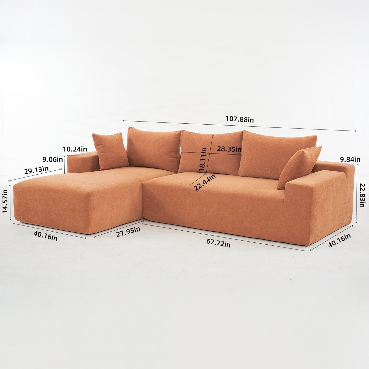 Divano modulare extra profondo 108X68 ​​pollici