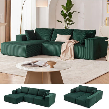 Divano componibile modulare 108 Cloud - Divano a L con seduta profonda e chaise longue, divano imbottito per soggiorno e camera da letto