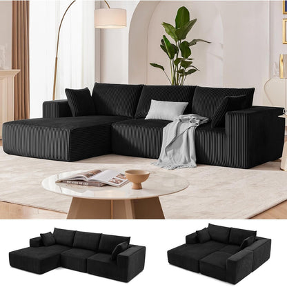 Divano componibile modulare 108 Cloud - Divano a L con seduta profonda e chaise longue, divano imbottito per soggiorno e camera da letto