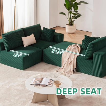 Divano componibile modulare 108 Cloud - Divano a L con seduta profonda e chaise longue, divano imbottito per soggiorno e camera da letto