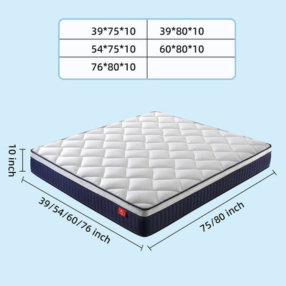 Materasso ibrido a molle insacchettate in memory foam 10/12 Plush in una scatola con memory foam certificato Certipur-US