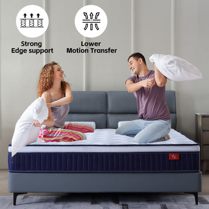 Materasso ibrido a molle insacchettate in memory foam 10/12 Plush in una scatola con memory foam certificato Certipur-US