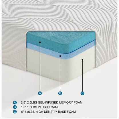 10 Materassi California King Materasso in memory foam traspirante Cool Gel, Bianco, Materasso in una scatola, Materasso Comfort