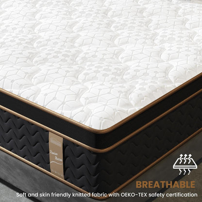 10 materassi Full Plush con molle insacchettate e memory foam in gel, senza fibra di vetro, isolamento del movimento, supporto dei bordi, materasso in una scatola