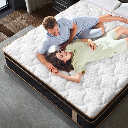 10 materassi Full Plush con molle insacchettate e memory foam in gel, senza fibra di vetro, isolamento del movimento, supporto dei bordi, materasso in una scatola