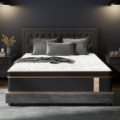 10 materassi Full Plush con molle insacchettate e memory foam in gel, senza fibra di vetro, isolamento del movimento, supporto dei bordi, materasso in una scatola