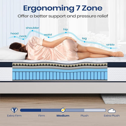 Materasso King Size, materasso ibrido in memory foam con cotone per un sonno profondo, materasso rinfrescante con supporto più forte