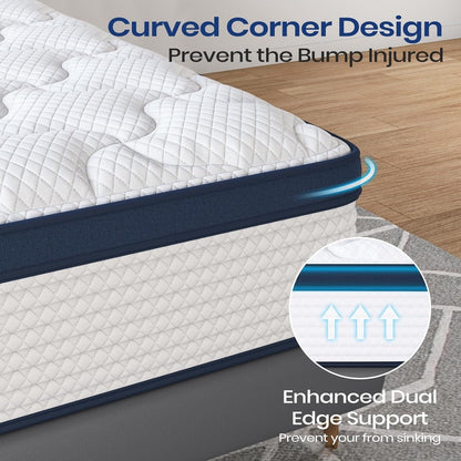 Materasso King Size, materasso ibrido in memory foam con cotone per un sonno profondo, materasso rinfrescante con supporto più forte