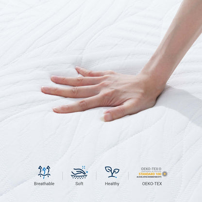 Materasso in memory foam gel medio da 10'' in una scatola con fodera staccabile