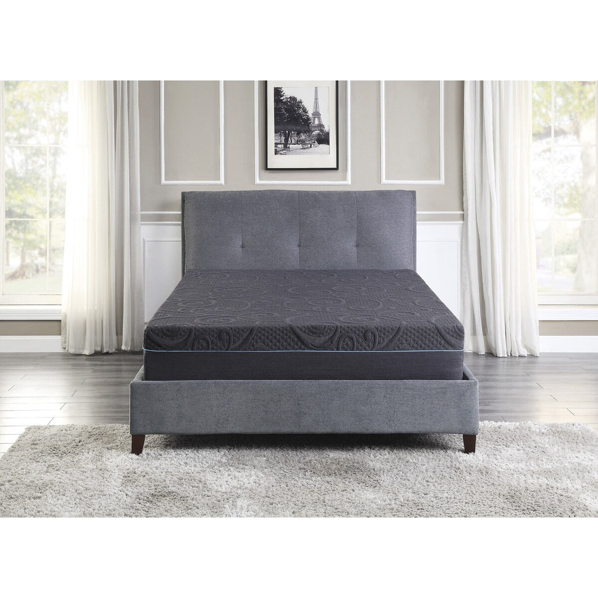 Materasso ibrido in memory foam con infusione di gel California King da 11 pollici, grigio scuro, materasso in una scatola