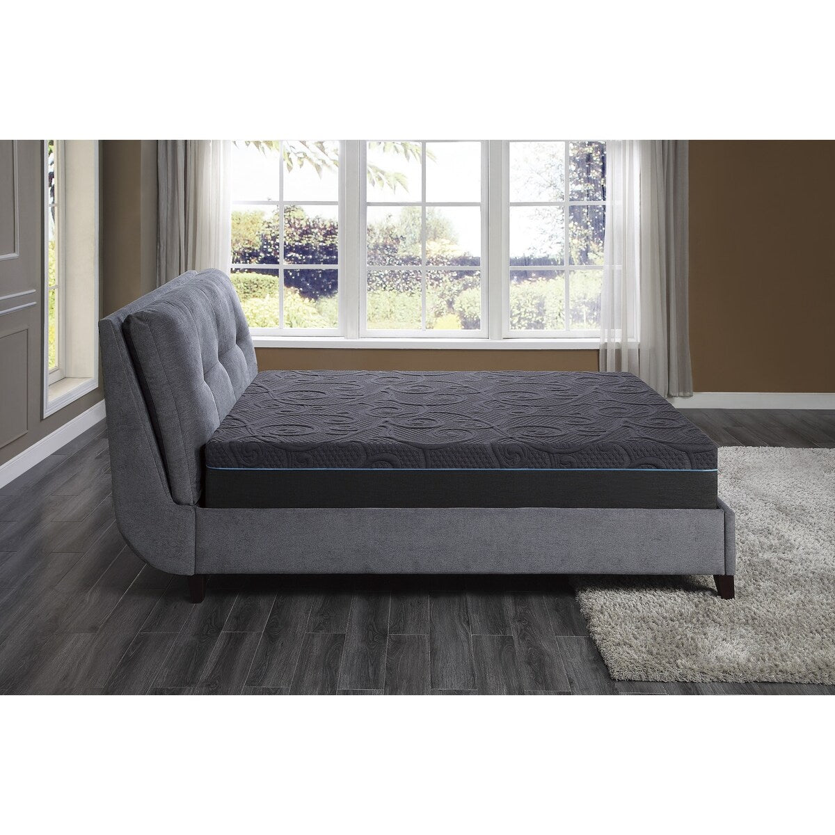 Materasso ibrido in memory foam con infusione di gel per letto matrimoniale da 11 pollici, grigio scuro, materasso in una scatola