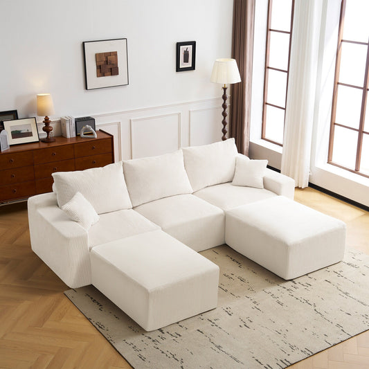 Divano componibile a L da 110, divano a 3 posti con chaise longue e compressione completa