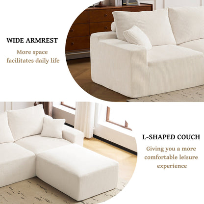 Divano componibile a L da 110, divano a 3 posti con chaise longue e compressione completa