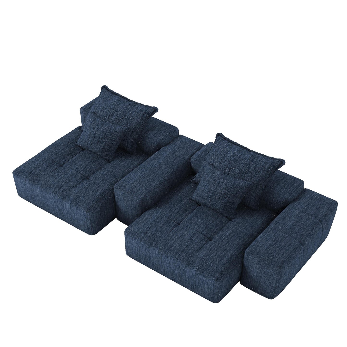 Divano modulare a 4 posti in ciniglia da 113,39 pollici, design trapuntato scintillante, base antiscivolo