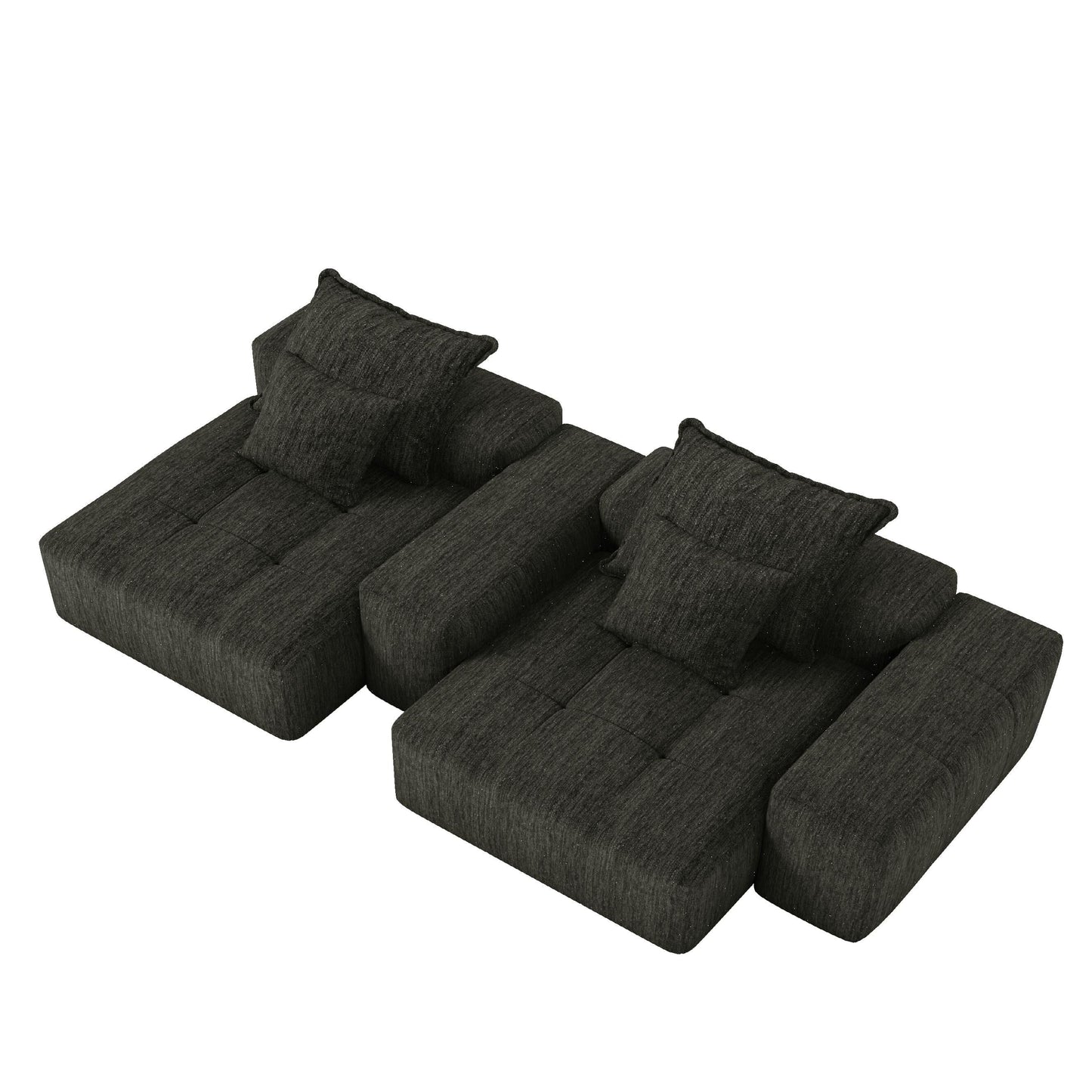 Divano modulare a 4 posti in ciniglia da 113,39 pollici, design trapuntato scintillante, base antiscivolo