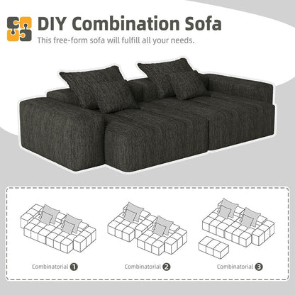 Divano modulare a 4 posti in ciniglia da 113,39 pollici, design trapuntato scintillante, base antiscivolo