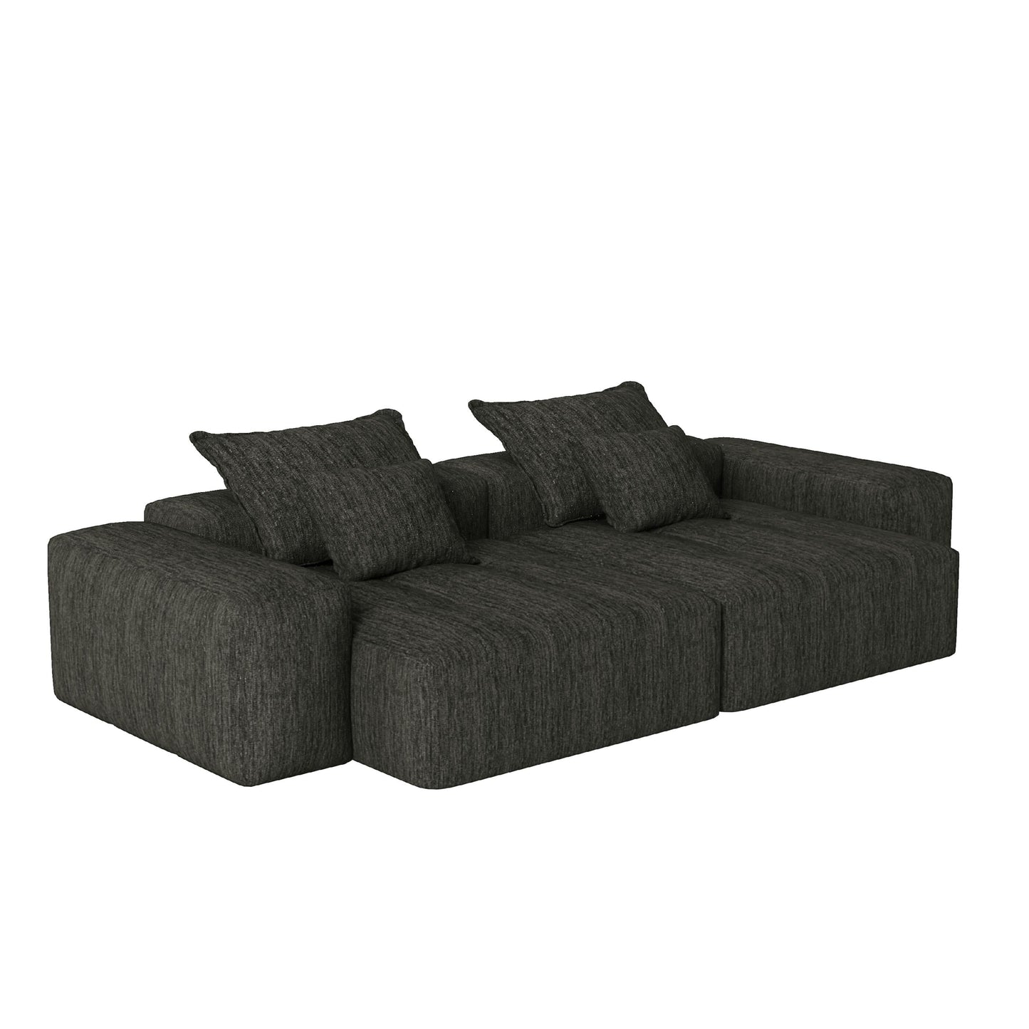 Divano modulare a 4 posti in ciniglia da 113,39 pollici, design trapuntato scintillante, base antiscivolo