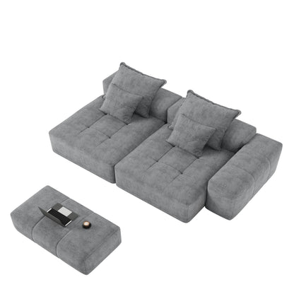 Divano modulare a 4 posti in ciniglia da 113,39 pollici, design trapuntato scintillante, base antiscivolo