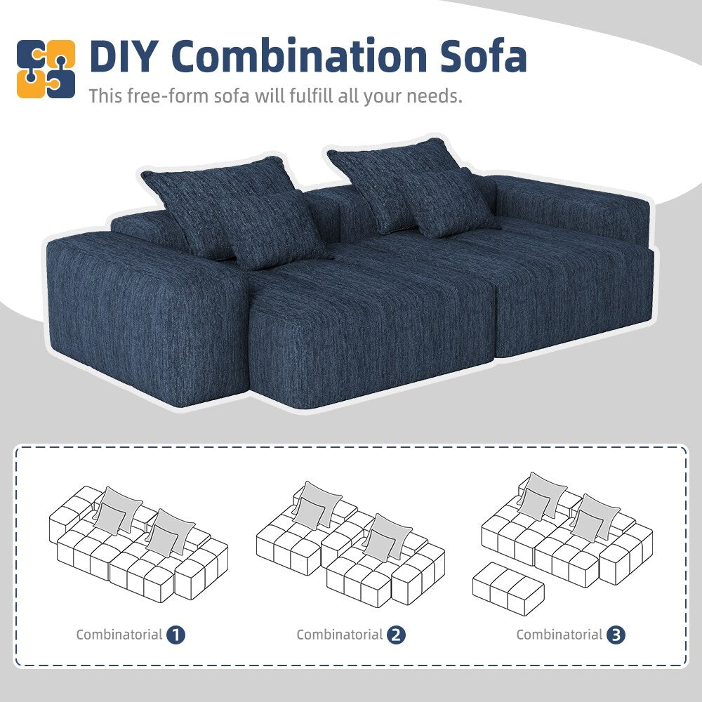 Divano modulare a 4 posti in ciniglia da 113,39 pollici, design trapuntato scintillante, base antiscivolo