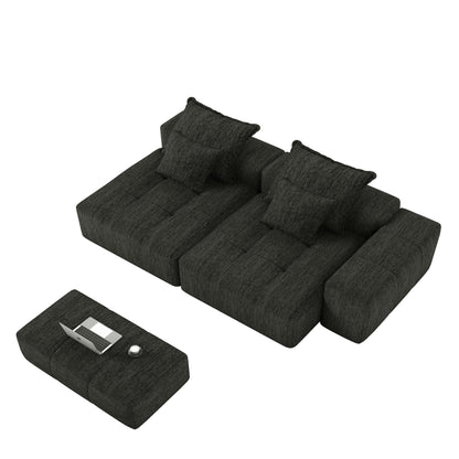 Divano modulare a 4 posti in ciniglia da 113,39 pollici, design trapuntato scintillante, base antiscivolo