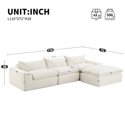 Divano completamente compresso da 116'' con schiuma ad alta densità, nessun assemblaggio richiesto, design senza gambe e senza struttura