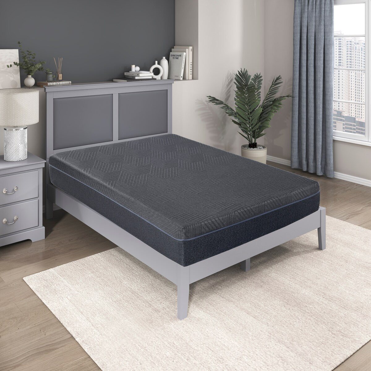 Materasso in memory foam con infusione di gel al tè verde Eastern King da 11 pollici, grigio, materasso in una scatola