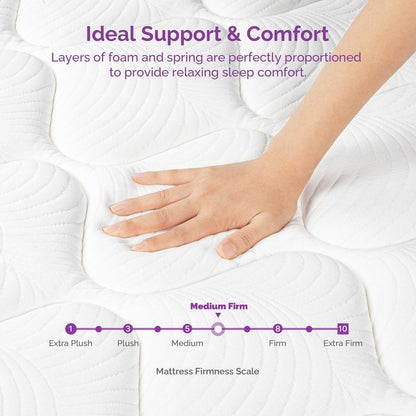Materasso ibrido da 12 pollici con memory foam e molle, materasso Euro Top in una scatola