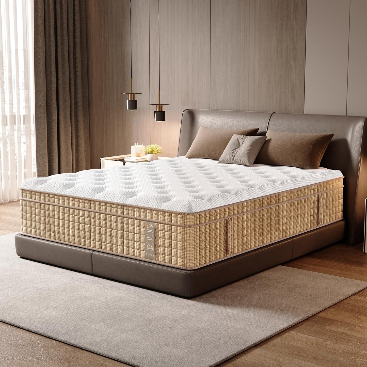 Materasso matrimoniale da 12 pollici, materasso a molle ibrido con memory foam in gel, senza fibra di vetro, morbido e di media grammatura, certificato CertiPUR-US