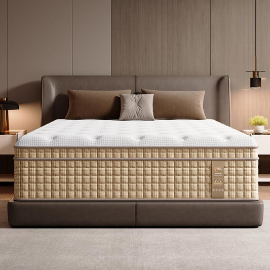 Materasso matrimoniale da 12 pollici, materasso a molle ibrido con memory foam in gel, senza fibra di vetro, morbido e di media grammatura, certificato CertiPUR-US