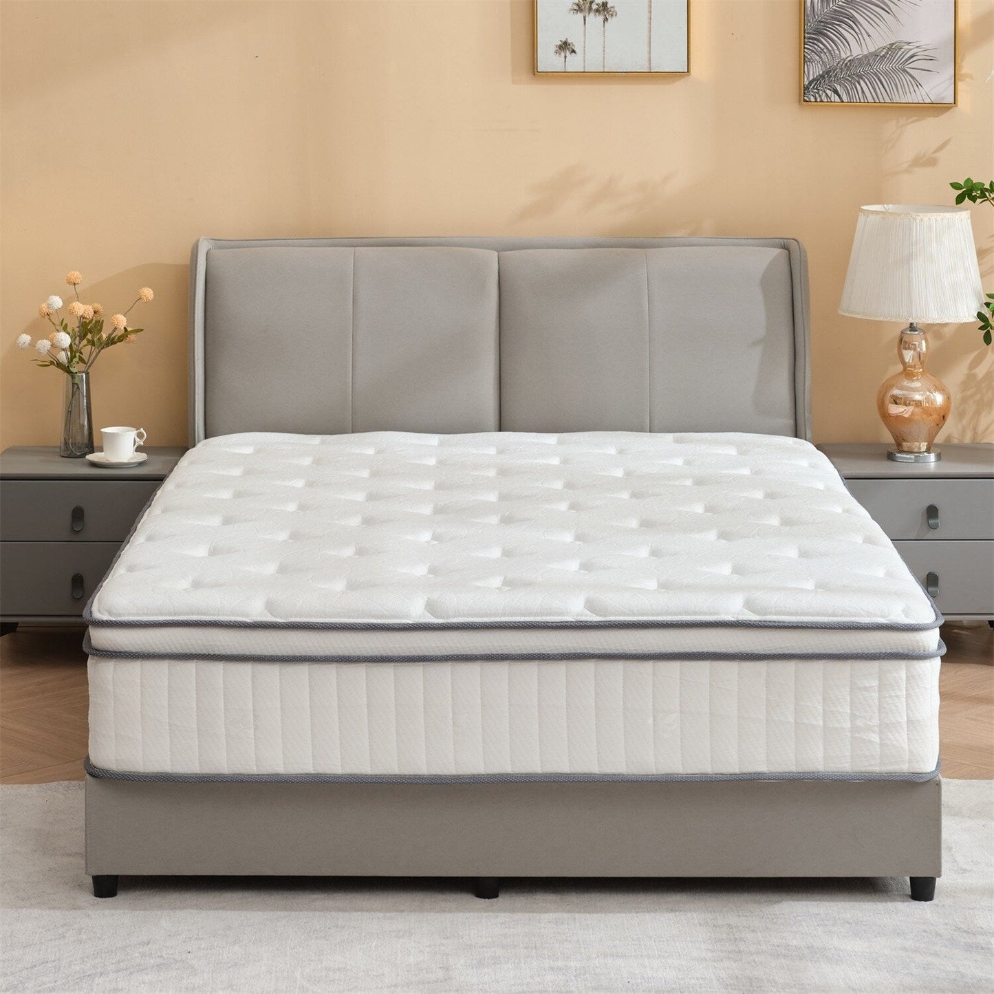 Materasso matrimoniale da 12 pollici, materasso ibrido matrimoniale, materasso in memory foam a molle insacchettate, materasso a basso trasferimento di movimento in una scatola