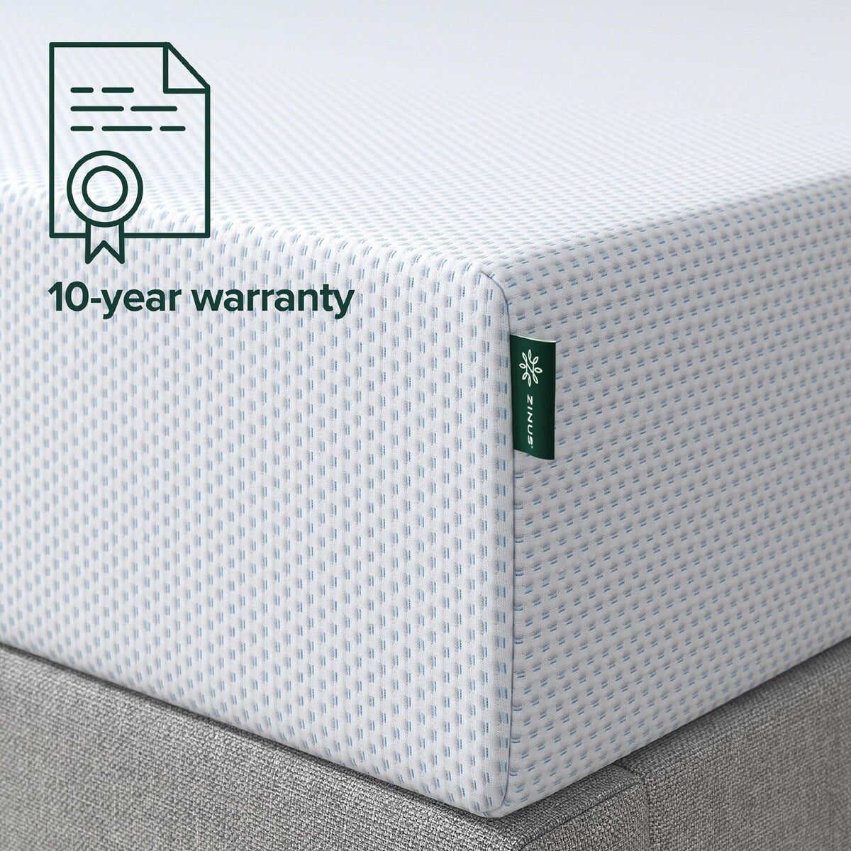 Materasso in memory foam con gel rinfrescante al tè verde da 12 pollici, senza fibra di vetro, schiuma di gel rinfrescante, allevia la pressione, letto in scatola, singolo