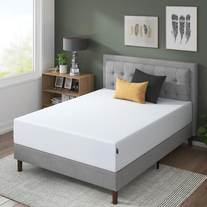 Materasso in memory foam con gel rinfrescante al tè verde da 12 pollici, senza fibra di vetro, schiuma di gel rinfrescante, allevia la pressione, letto in scatola, singolo