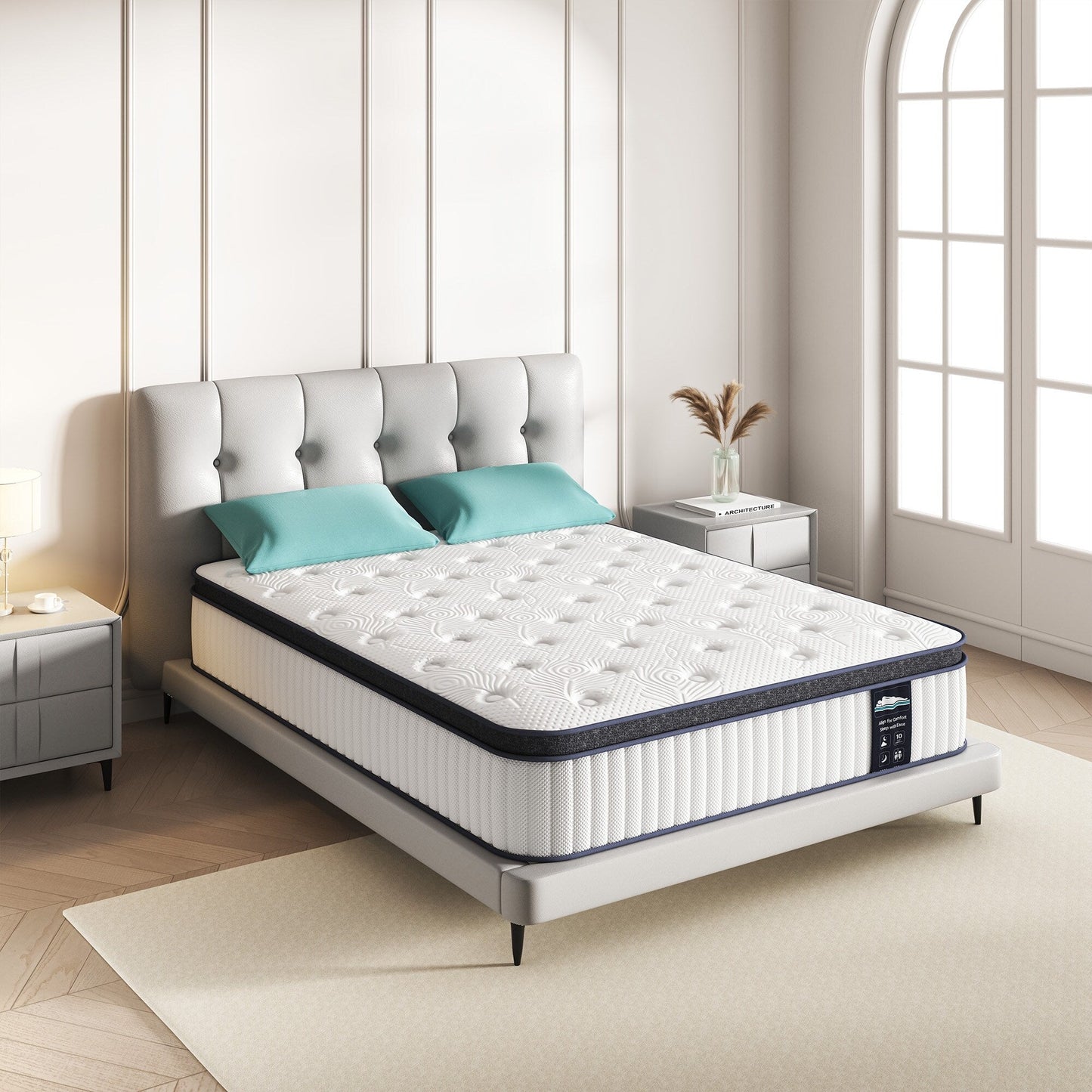 Materasso a molle insacchettate in memory foam ibrido da 12 pollici - Bianco