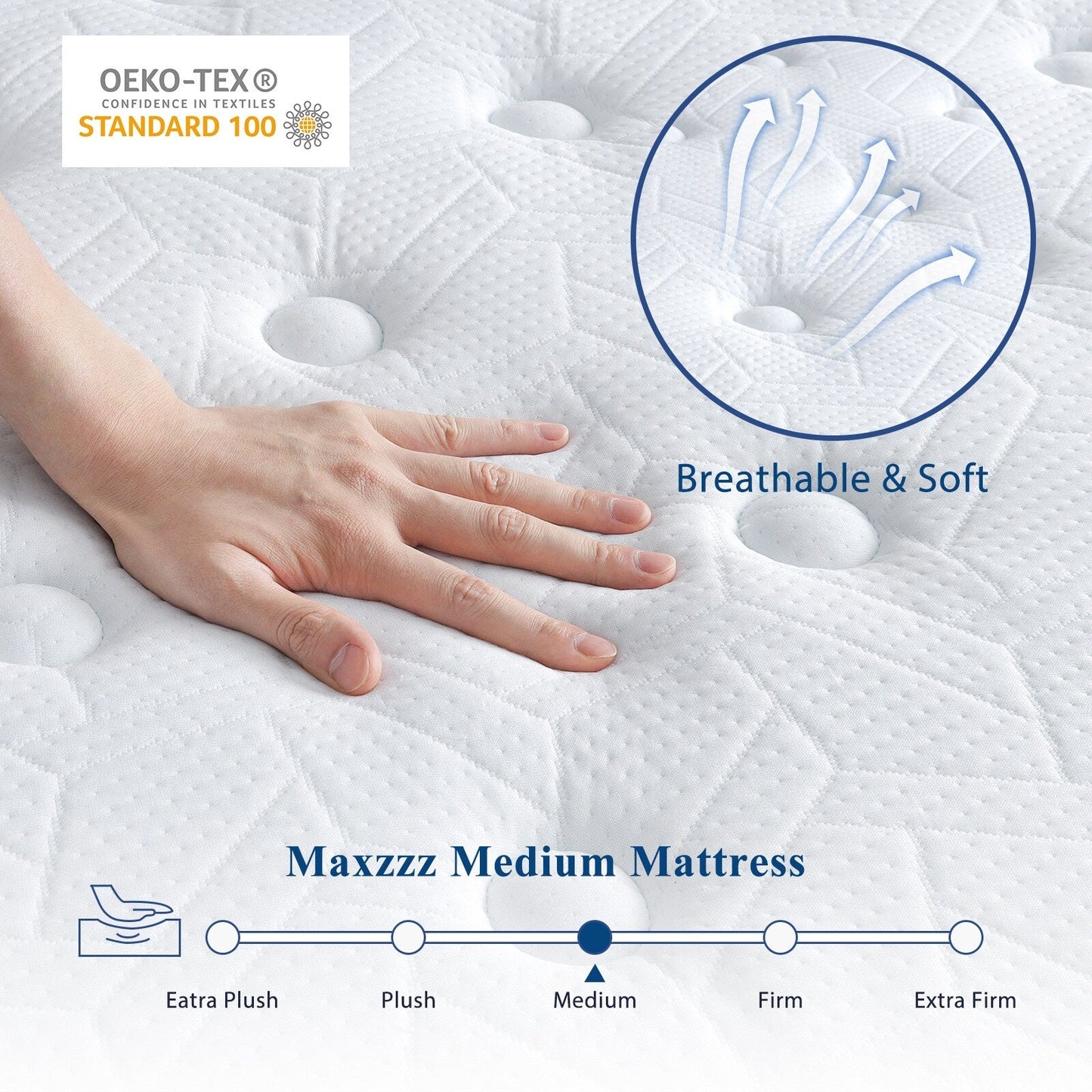 Materasso ibrido King da 12 pollici in scatola con memory foam rinfrescante, molle insacchettate, isolamento del movimento di lusso