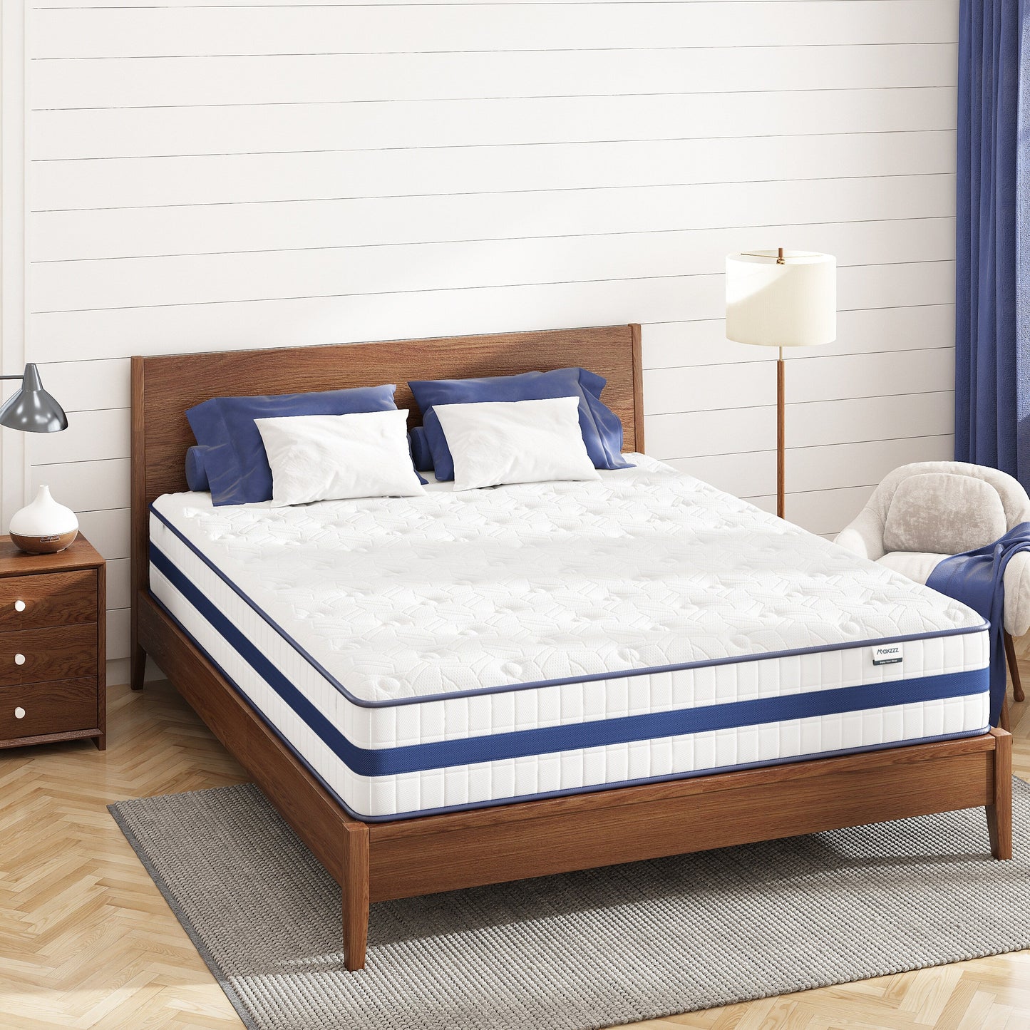 Materasso ibrido King da 12 pollici in scatola con memory foam rinfrescante, molle insacchettate, isolamento del movimento di lusso