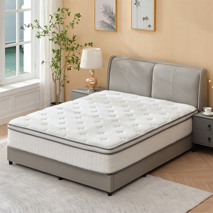 Materasso matrimoniale da 12 pollici, materasso ibrido matrimoniale, materasso in memory foam a molle insacchettate, materasso a basso trasferimento di movimento in una scatola