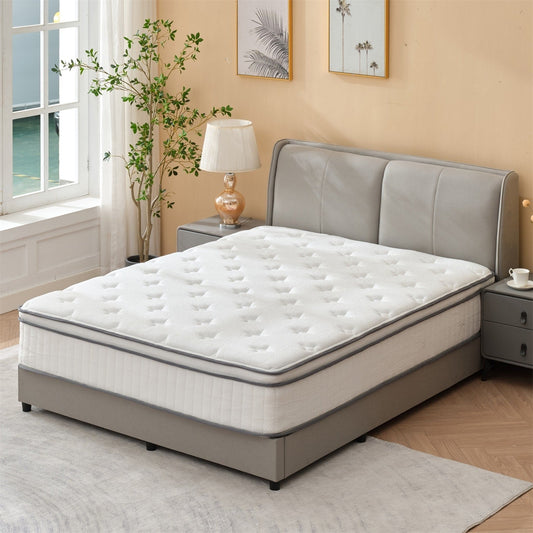 Materasso matrimoniale da 12 pollici, materasso ibrido matrimoniale, materasso in memory foam a molle insacchettate, materasso a basso trasferimento di movimento in una scatola