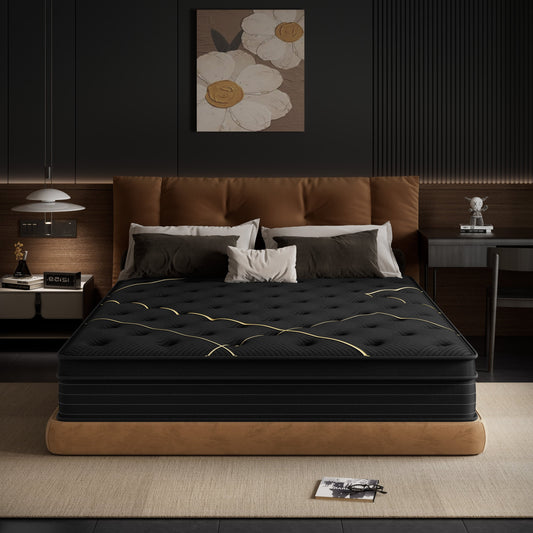 Materasso in memory foam gel medio da 12 pollici con materasso ibrido a molle insacchettate