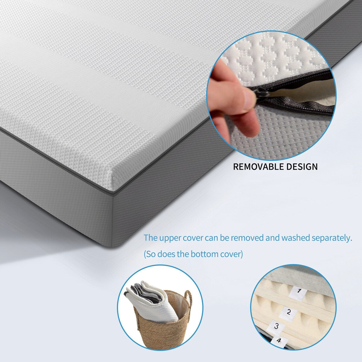 Materasso in memory foam con infusione di gel e carbone da 12 pollici (matrimoniale)