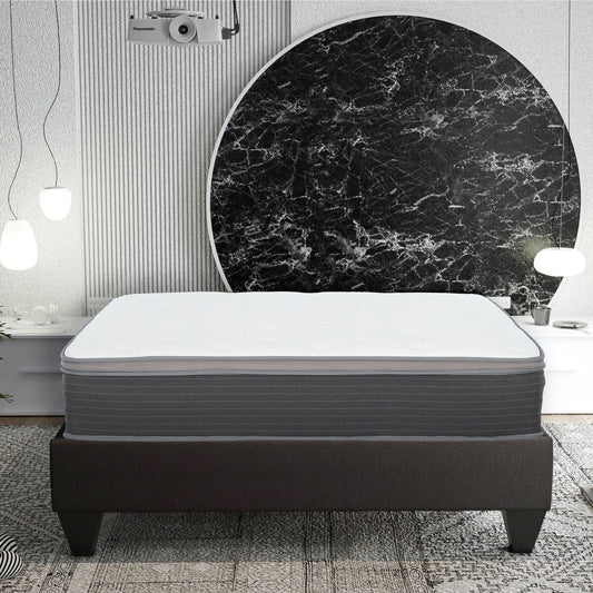 Materasso ibrido a molle insacchettate King Size da 12 pollici, letto in una scatola, materasso in memory foam con gel Euro Top, bianco/grigio