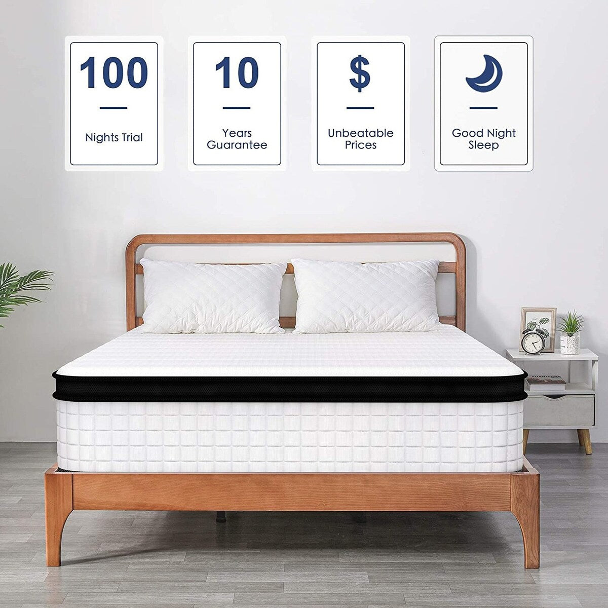Materasso matrimoniale XL con memory foam ibrido in gel di medie dimensioni da 12 pollici e molle insacchettate