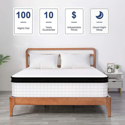 Materasso matrimoniale XL con memory foam ibrido in gel di medie dimensioni da 12 pollici e molle insacchettate