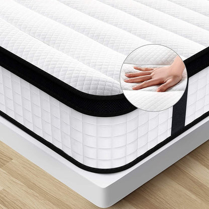 Materasso matrimoniale XL con memory foam ibrido in gel di medie dimensioni da 12 pollici e molle insacchettate