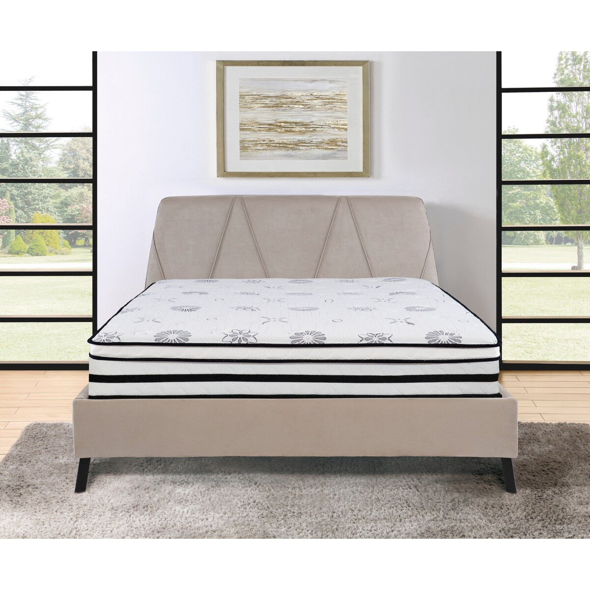 Materasso king size orientale da 12 pollici, materasso ibrido con fodera trapuntata altamente traspirante, bianco, materasso in morbida schiuma in una scatola