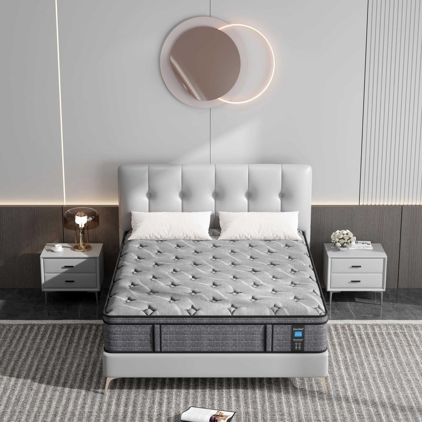 Materasso ibrido medio Euro Top da 12 pollici, materasso in memory foam in una scatola