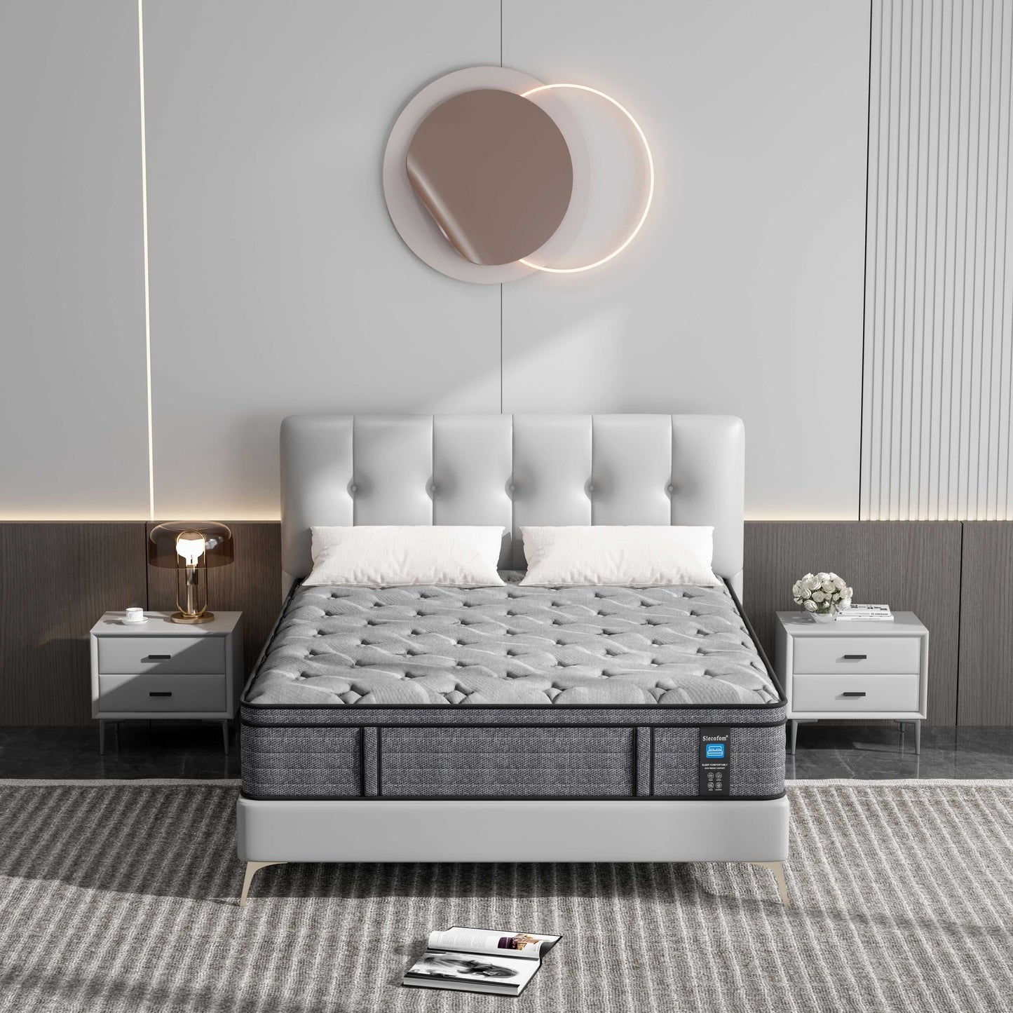 Materasso ibrido medio Euro Top da 12 pollici, materasso in memory foam in una scatola
